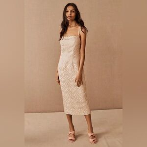 Sachin & Babi pink cream metallic Melina spaghetti strap midi dress size 8